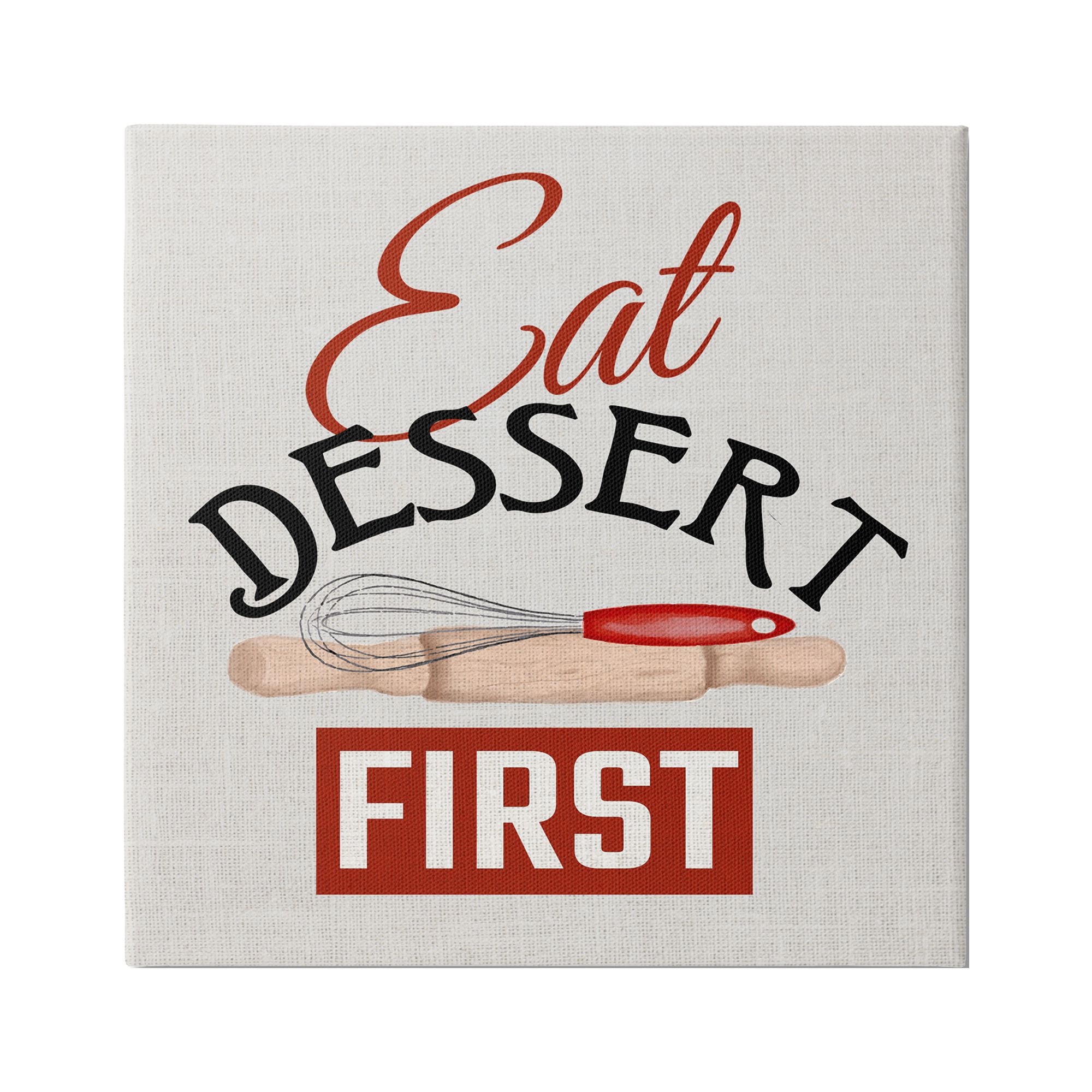 Stupell Industries Eat Dessert First Phrase Food & Beverage Painting Gallery Wrapped Canvas Print Wall Art, 30 x 30