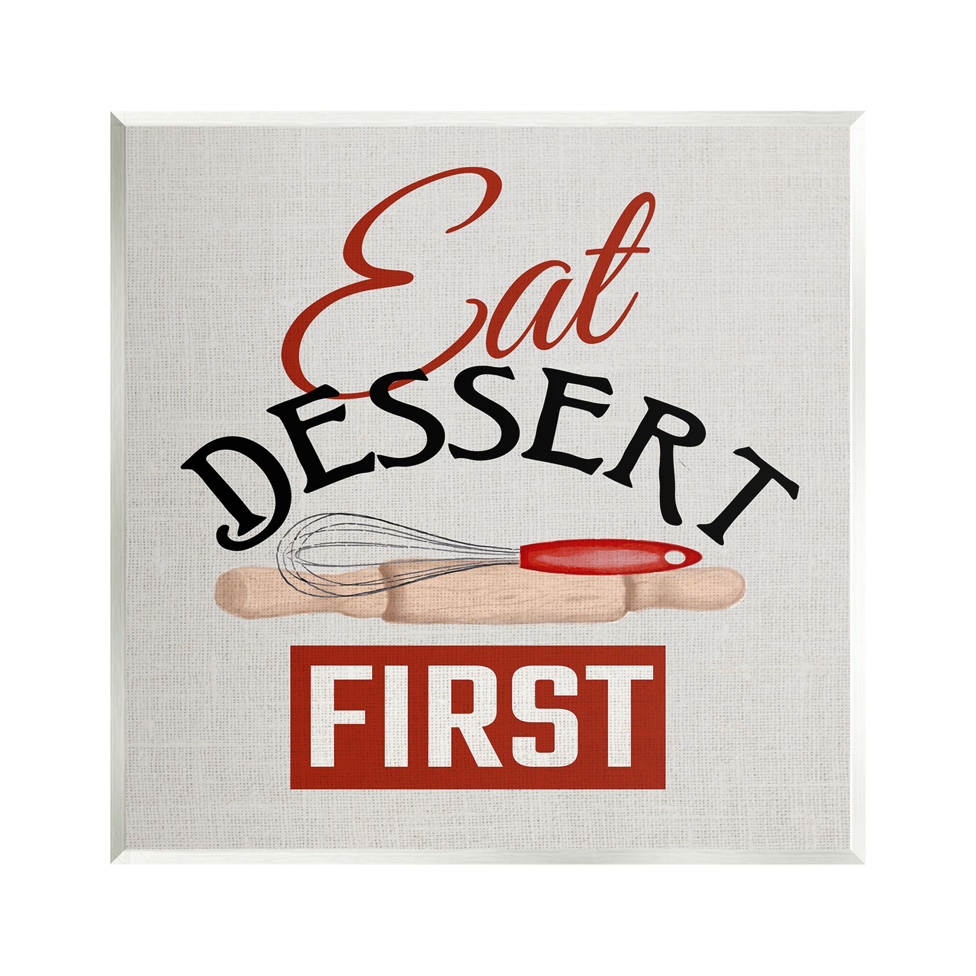 Stupell Industries Eat Dessert First Phrase Food & Beverage Painting Unframed Art Print Wall Art, 12 x 12