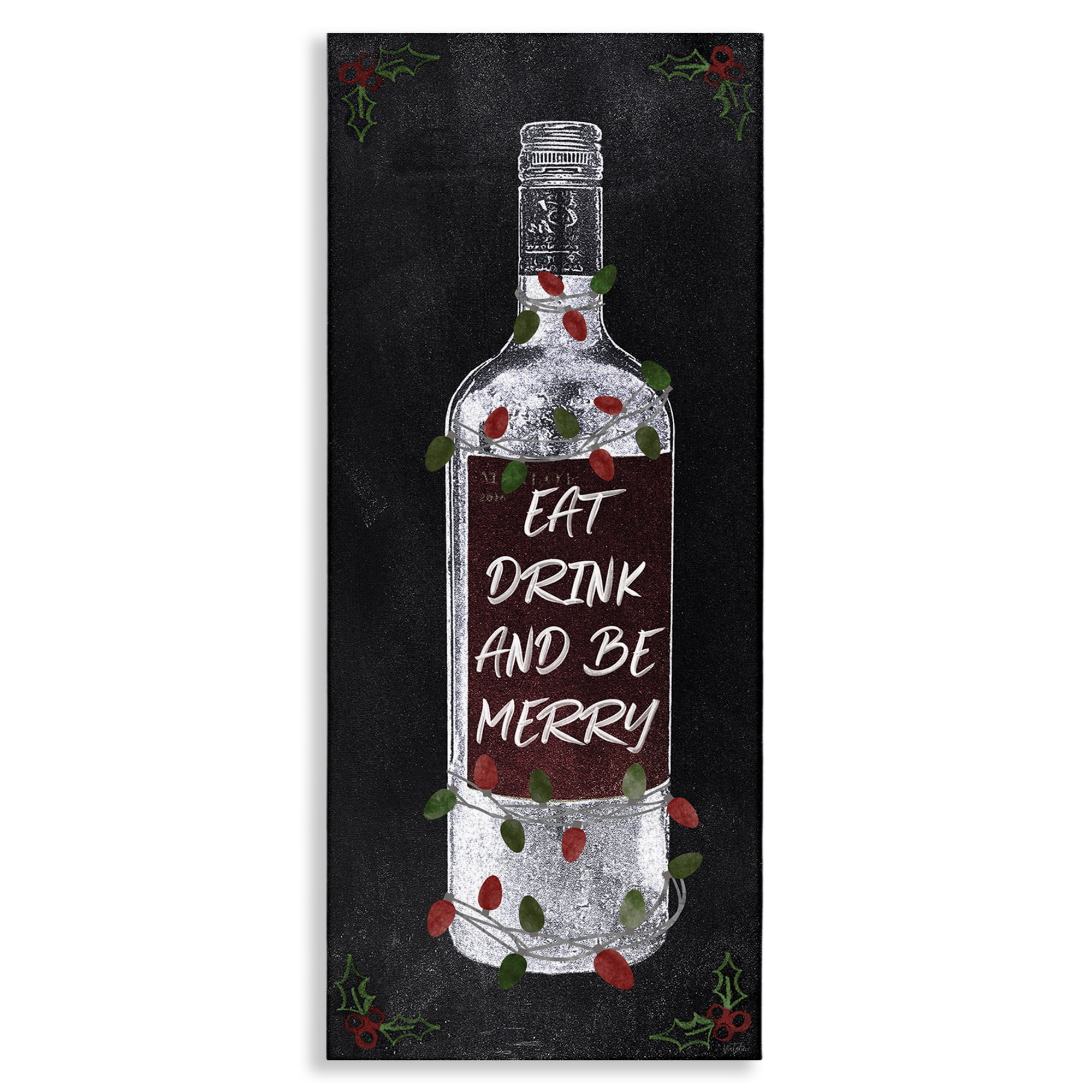 Stupell Industries Eat Drink Be Merry Holiday Painting Gallery Wrapped Canvas Art Prints Wall Art, 13 x 30