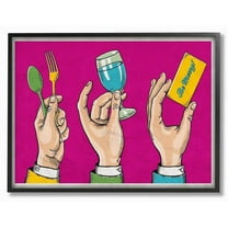Stupell Industries Eat Drink Be Merry Neon Pink Comic Book Design Framed Wall Art by Ester Kay