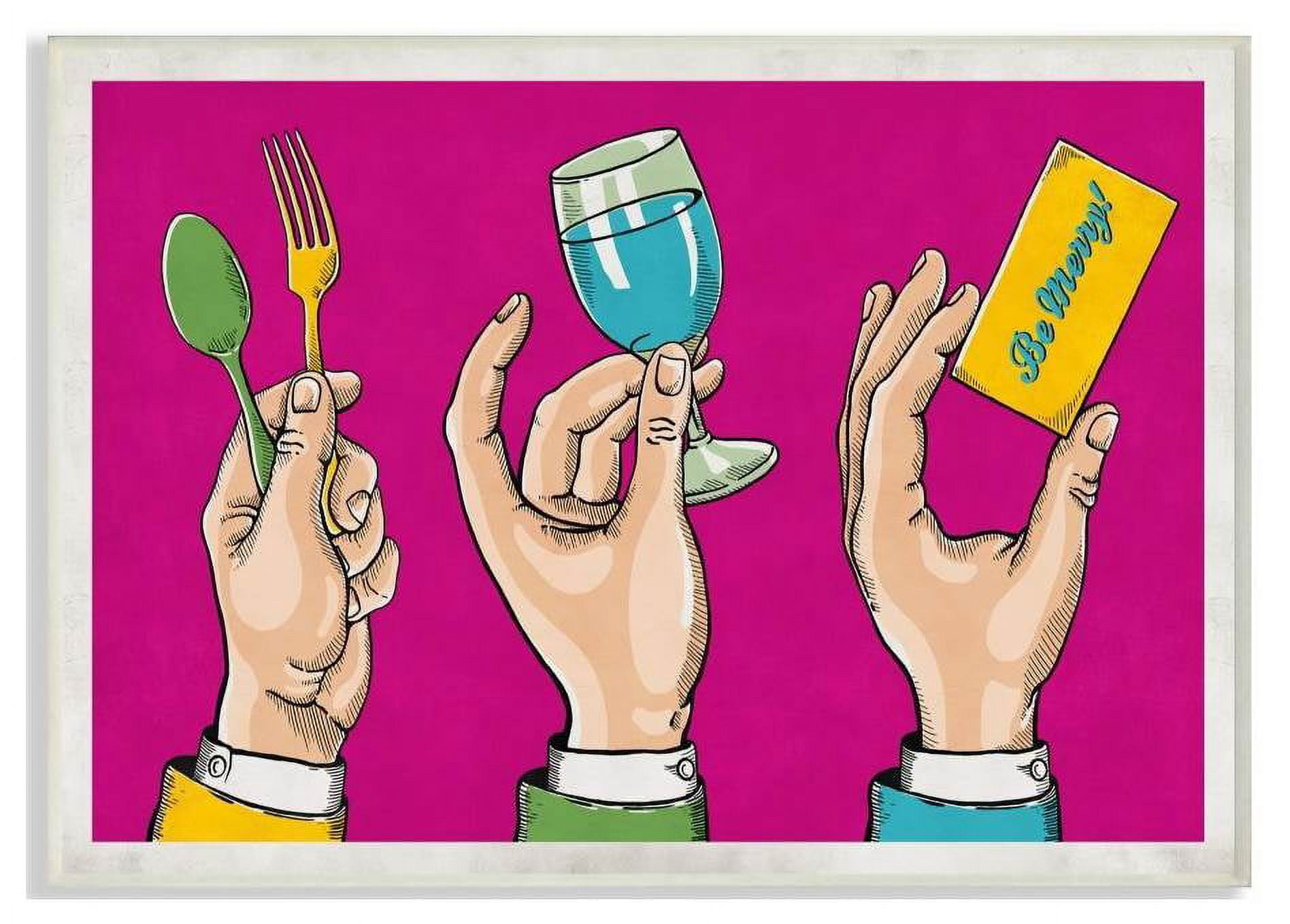 Stupell Industries Eat Drink Be Merry Neon Pink Comic Book Design Wall Plaque by Ester Kay