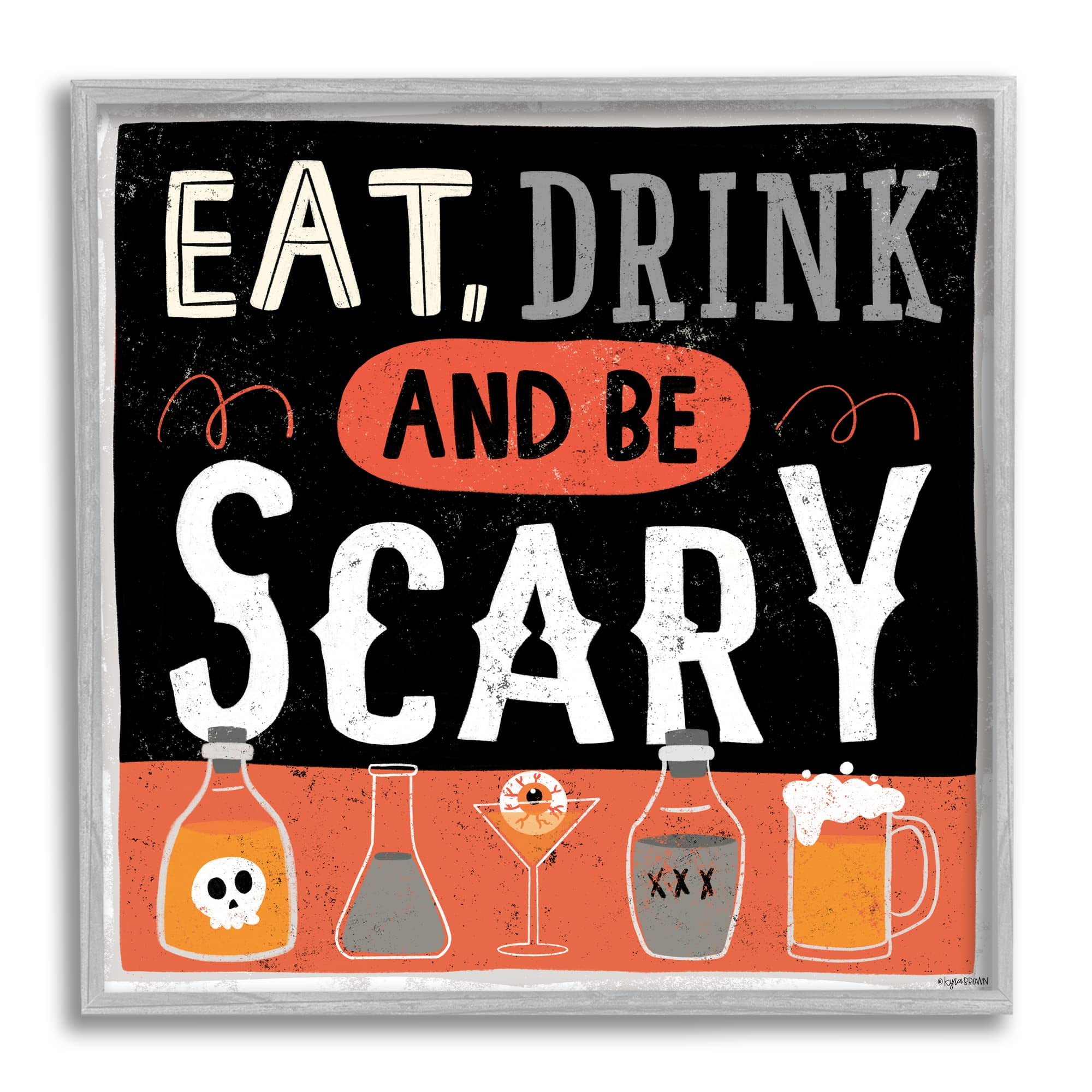 Stupell Industries Eat Drink Be Scary Spooky Phrase Halloween Cocktails, 12 x 12, Design by Kyra Brown