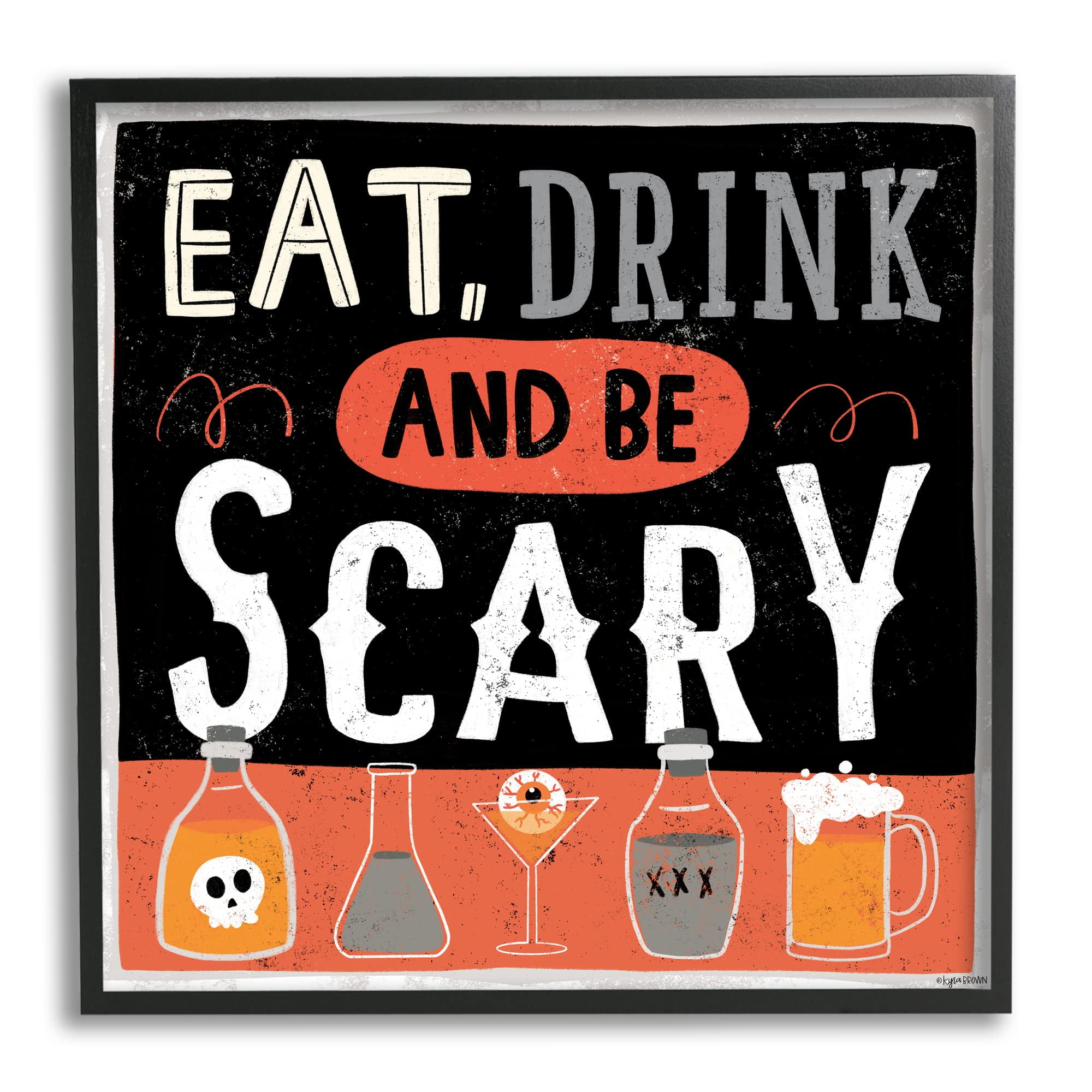 Stupell Industries Eat Drink Be Scary Spooky Phrase Halloween Cocktails, 12 x 12, Design by Kyra Brown