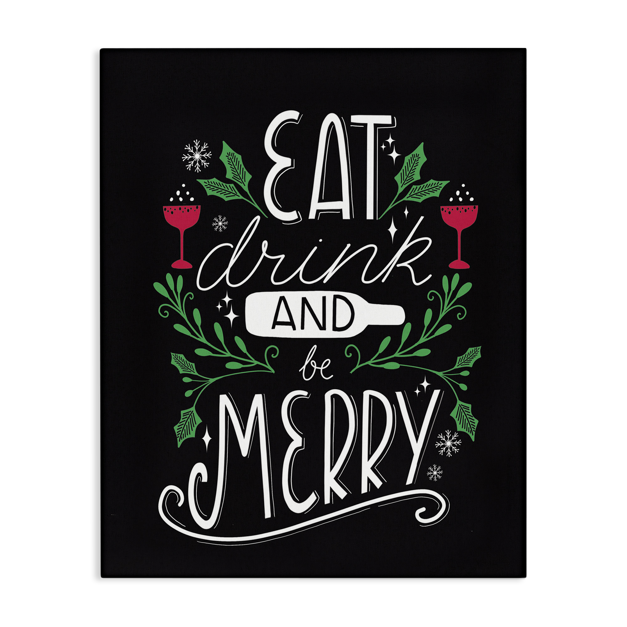 Stupell Industries Eat Drink and Merry Xmas Holiday Painting Gallery Wrapped Canvas Art Prints Wall Art, 24 x 30