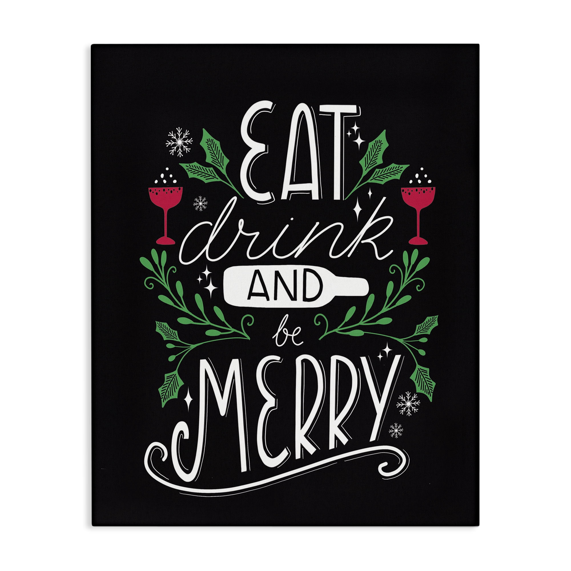 Stupell Industries Eat Drink and Merry Xmas Holiday Painting Gallery Wrapped Canvas Art Prints Wall Art, 30 x 40