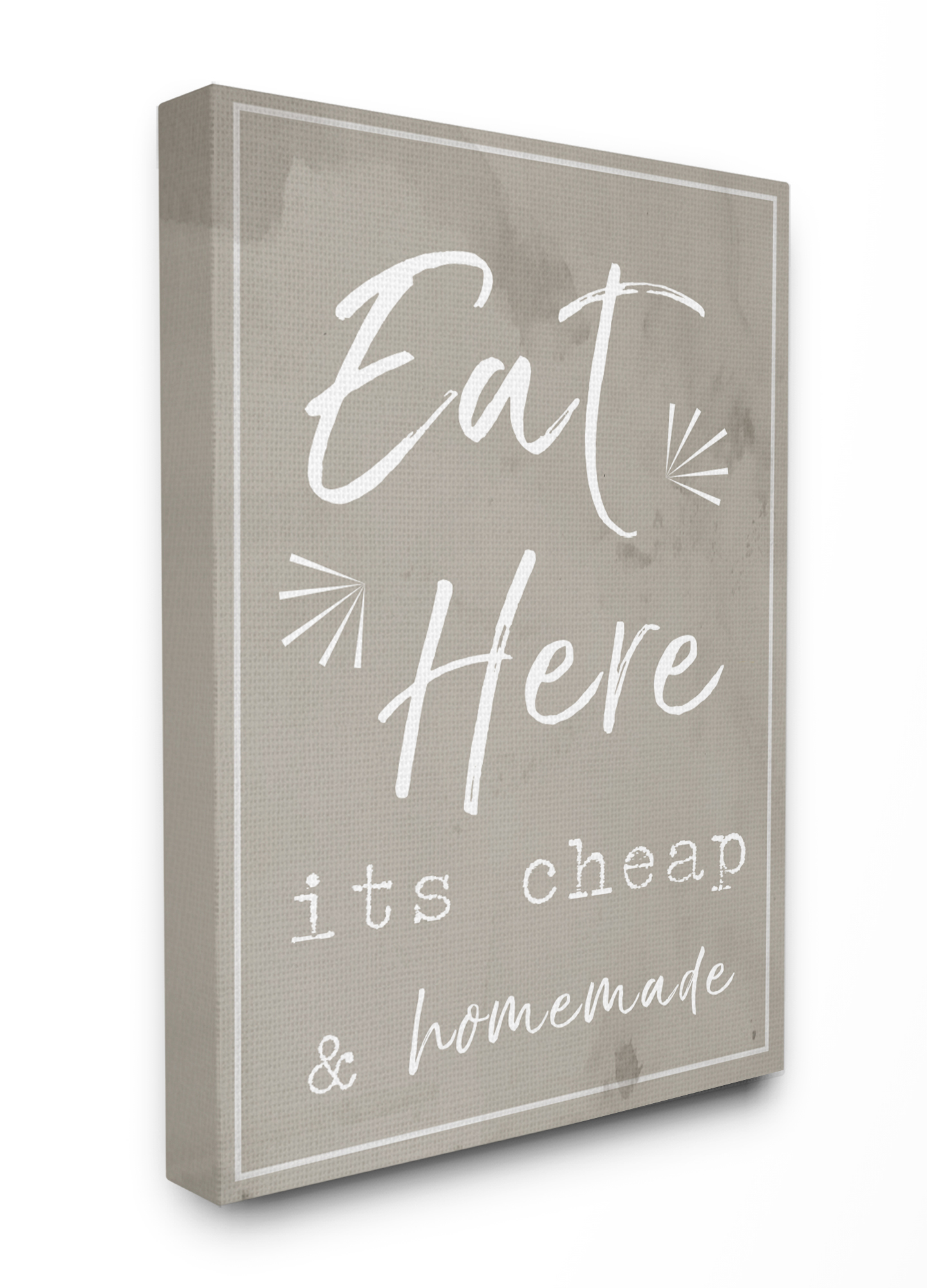Stupell Industries Eat Here Home Cooking Beige Novelty Painting Gallery Wrapped Canvas Art Print Wall Art, 30 x 40