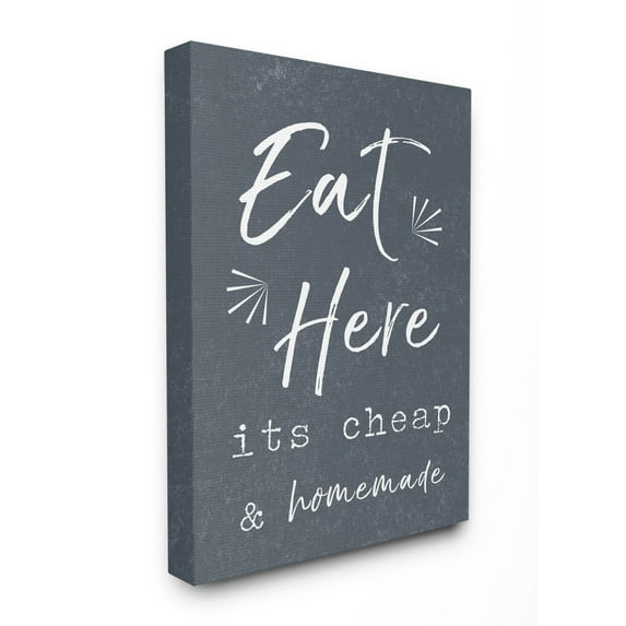 Stupell Industries Eat Here Home Cooking Navy Novelty Painting Gallery Wrapped Canvas Art Print Wall Art, 30 x 40