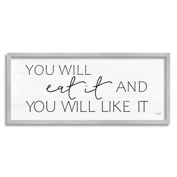 Stupell Industries Eat & Like It Rustic Kitchen Phrase Sign Graphic Art Gray Framed Art Print Wall Art, Design by Jaxn Blvd.