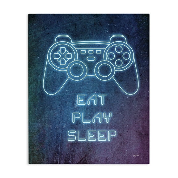 Stupell Industries Eat Play Sleep Neon Typography Painting Gallery Wrapped Canvas Art Print Wall Art, 16 x 20