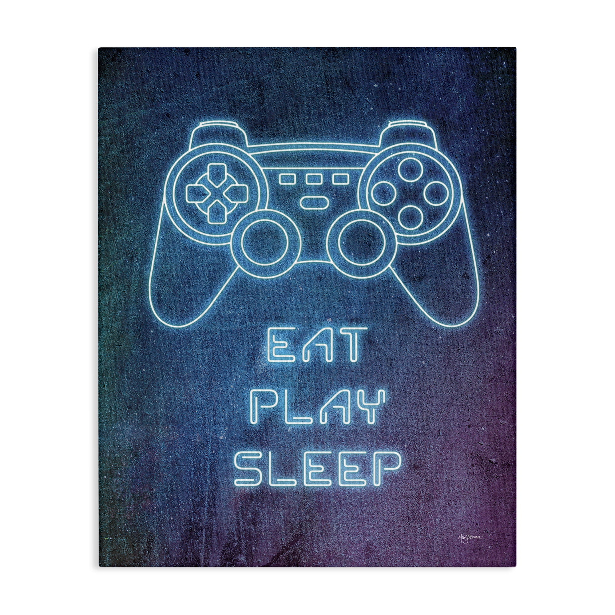 Stupell Industries Eat Play Sleep Neon Typography Painting Gallery Wrapped Canvas Art Print Wall Art, 36 x 48