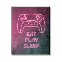 Stupell Industries Eat Play Sleep Pink Gamer Typography Painting Gallery Wrapped Canvas Print Wall Art, 16 x 20