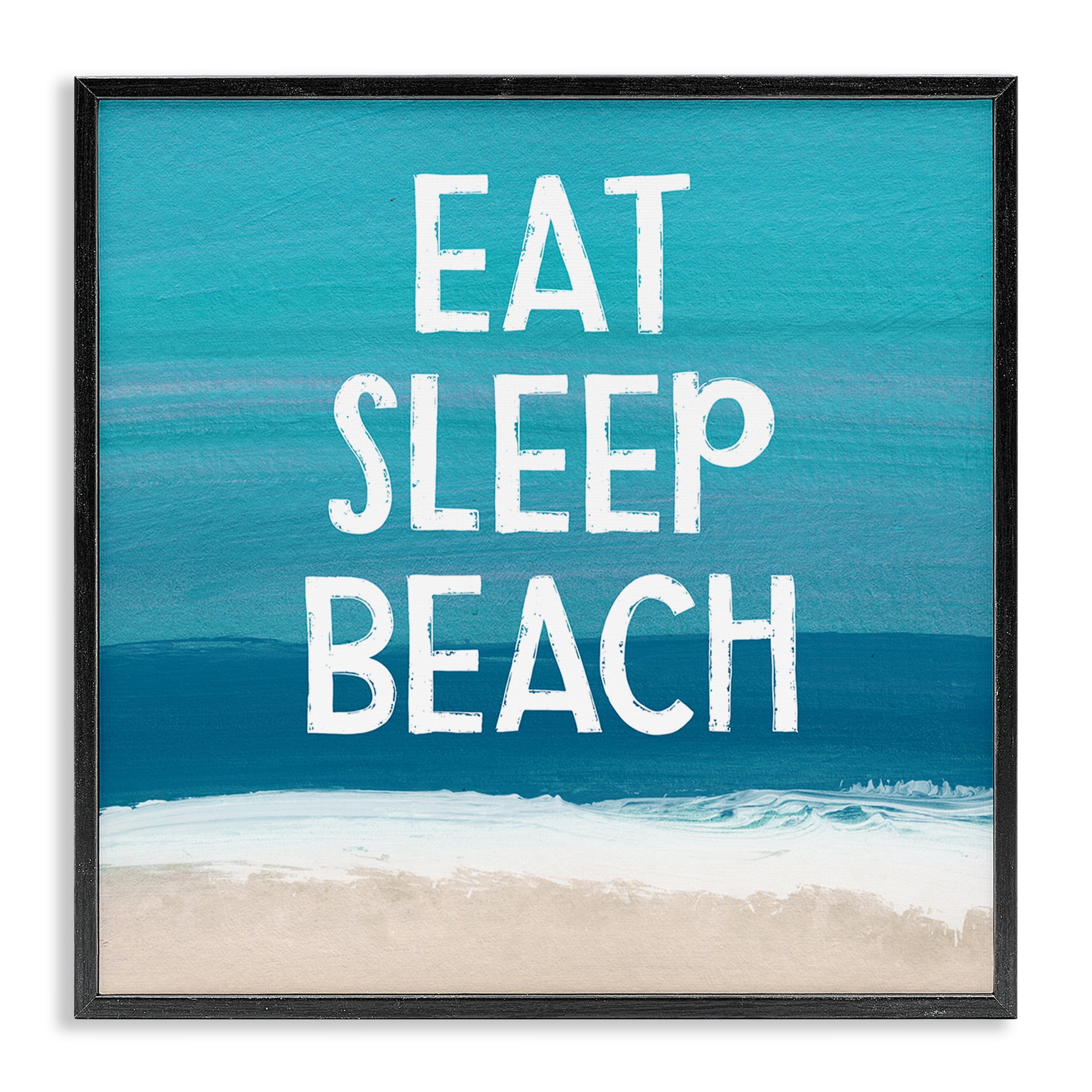 Stupell Industries Eat Sleep Beach Painting Landscape Painting Black