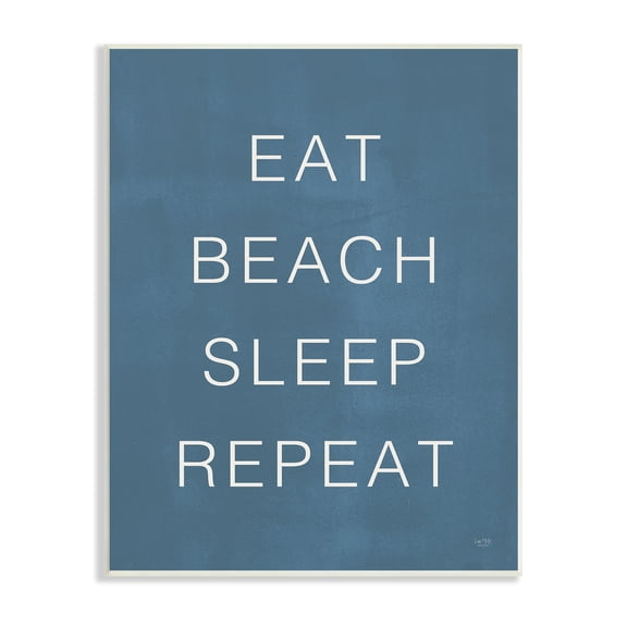 Stupell Industries Eat Sleep Beach Repeat Phrase Nautical Blue,13 x 19, Design by Lux + Me Designs
