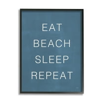 Stupell Industries Eat Sleep Beach Repeat Phrase Nautical Blue,16 x 20, Design by Lux   Me Designs