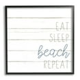 thumbnail image 1 of Stupell Industries Eat Sleep Beach Repeat Phrase White Planked Pattern, 17 x 30, Design by Kim Allen, 1 of 5