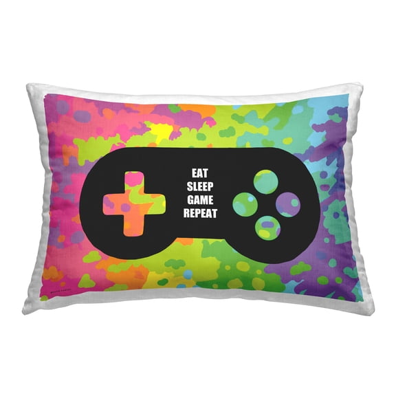 Stupell Industries Eat Sleep Game Abstract Decorative Printed Throw Pillow, 14 x 20
