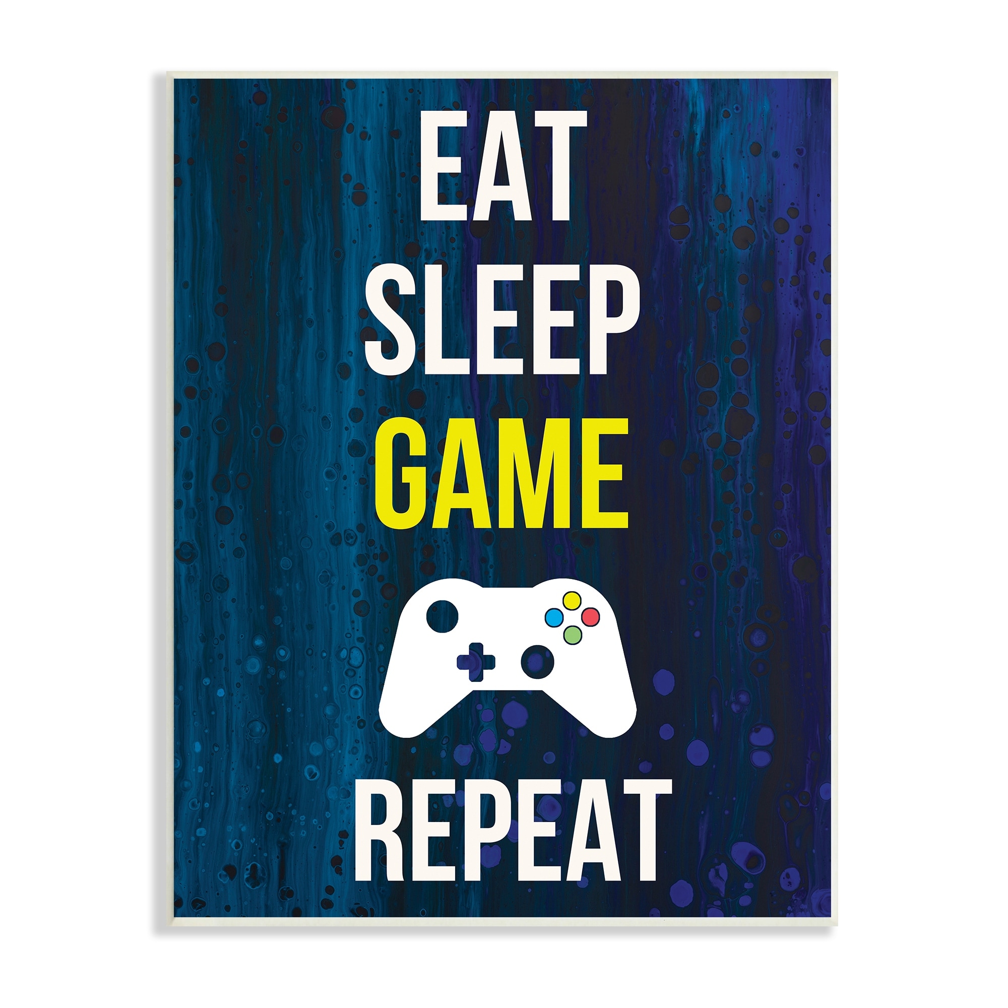 Stupell Industries Eat Sleep Game Repeat Controller Layered Background Graphic Art Unframed Art Print Wall Art, Design by Annie Warren