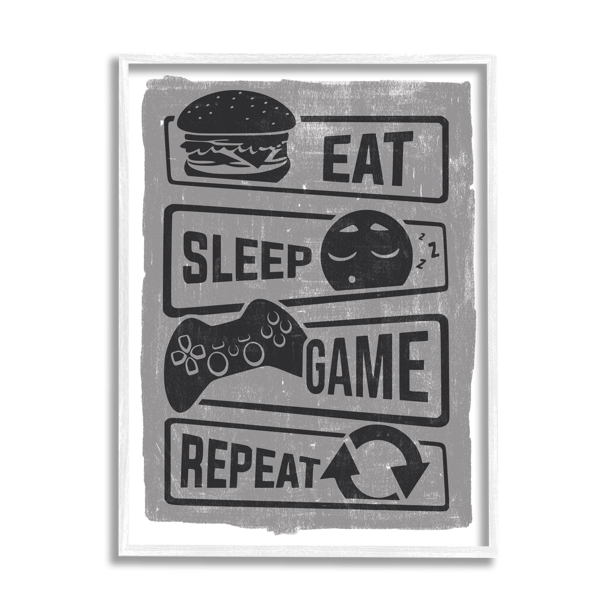 Stupell Industries Eat Sleep Game Repeat Phrases Video Gamer Icons, 24 x 30, Designed by Lux + Me Designs