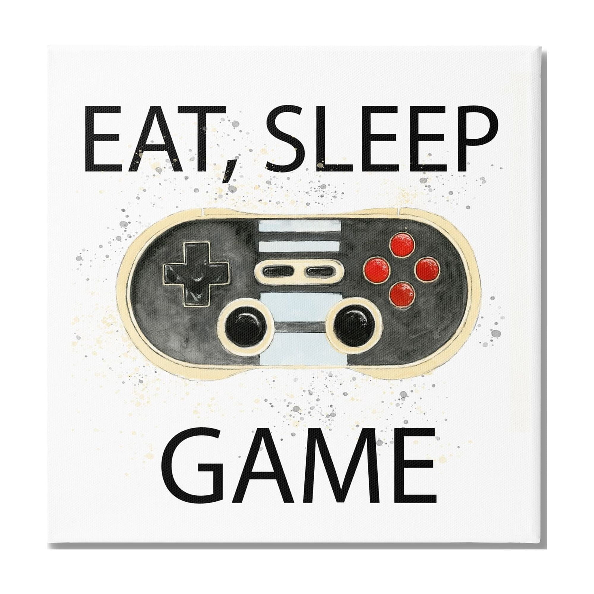 Stupell Industries Eat Sleep Game Vintage Controller Art for Kids Painting Gallery Wrapped Canvas Print Wall Art