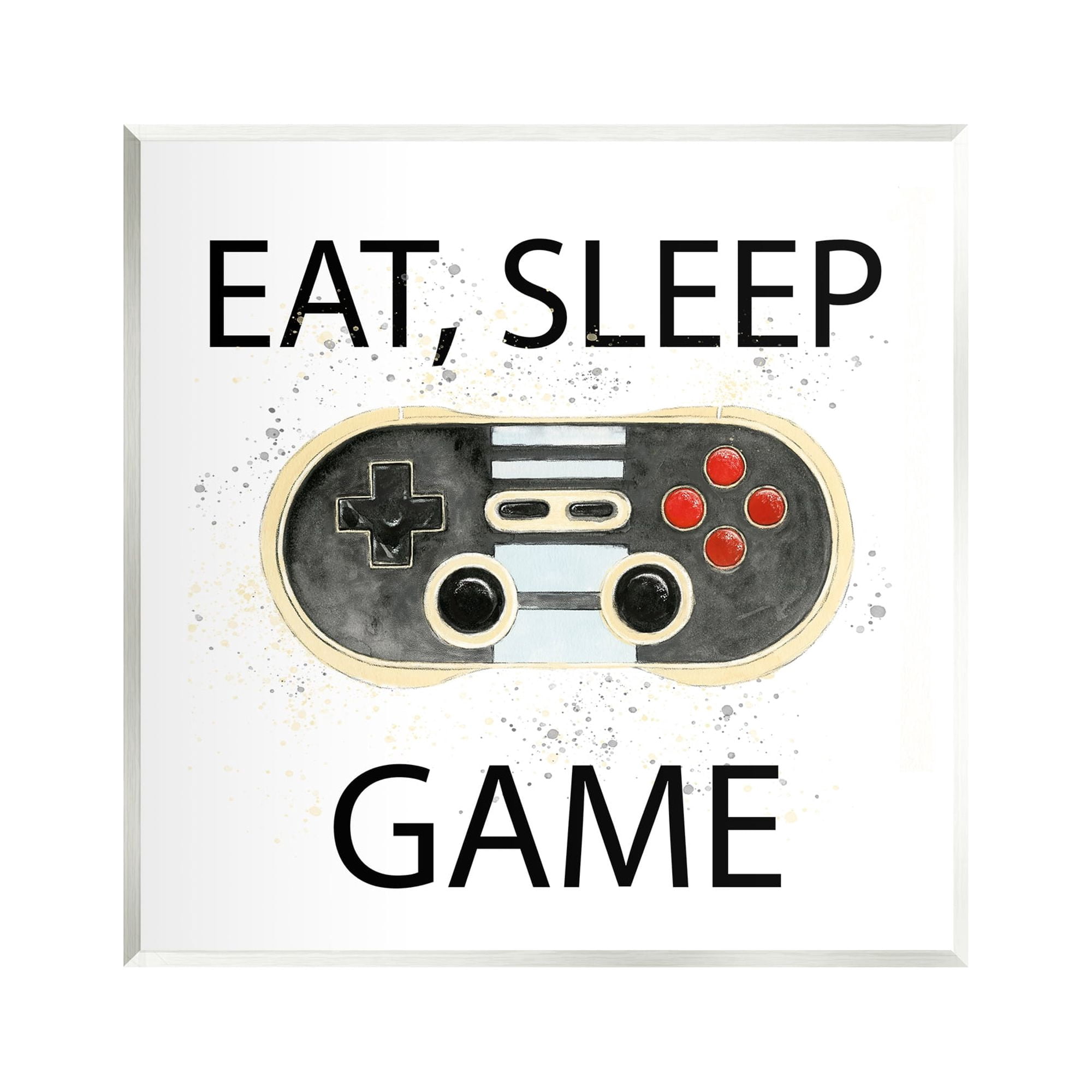 Stupell Industries Eat Sleep Game Vintage Controller Art for Kids Painting Unframed Art Print Wall Art