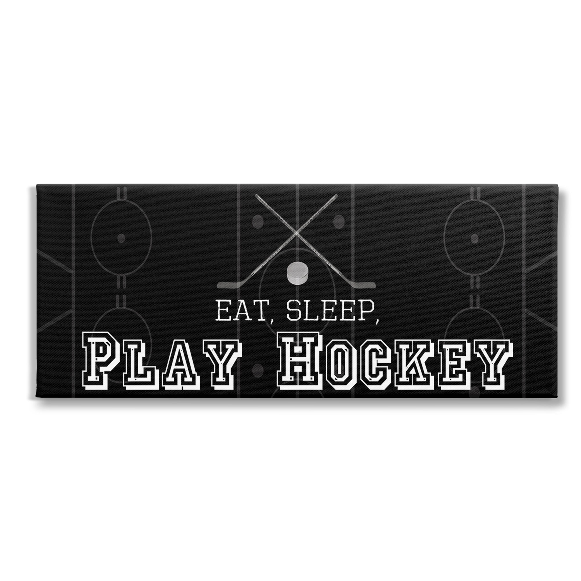 Stupell Industries Eat Sleep Hockey Phrase Sports Painting Gallery Wrapped Canvas Art Print Wall Art, 40 x 17