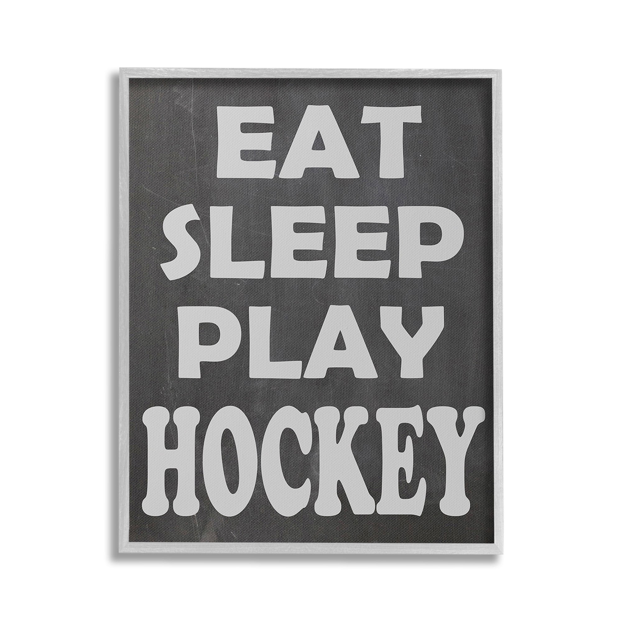 Stupell Industries Eat Sleep Play Hockey Sports Painting Gray Framed Art Print Wall Art, 24 x 30