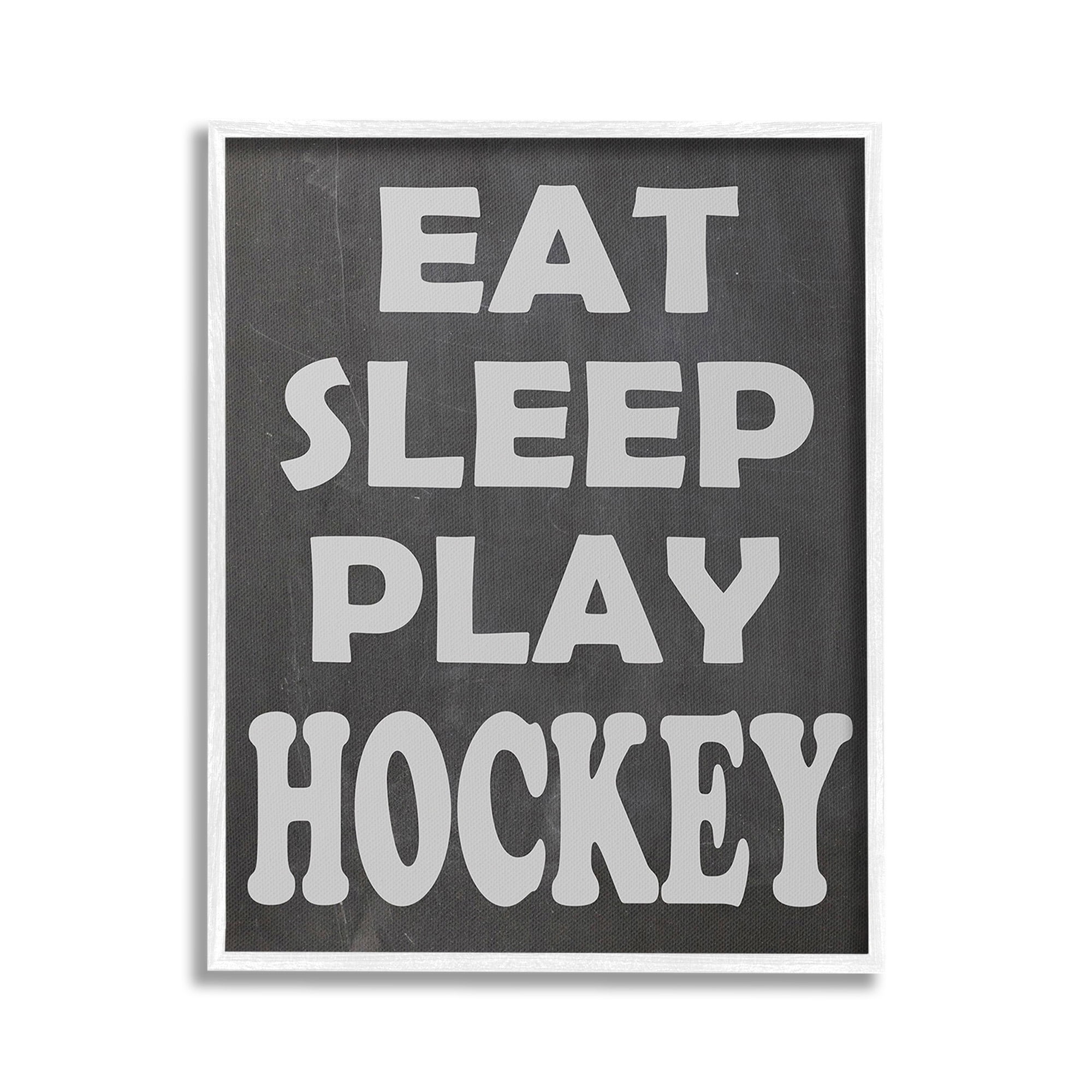 Stupell Industries Eat Sleep Play Hockey Sports Painting White Framed Art Print Wall Art, 16 x 20