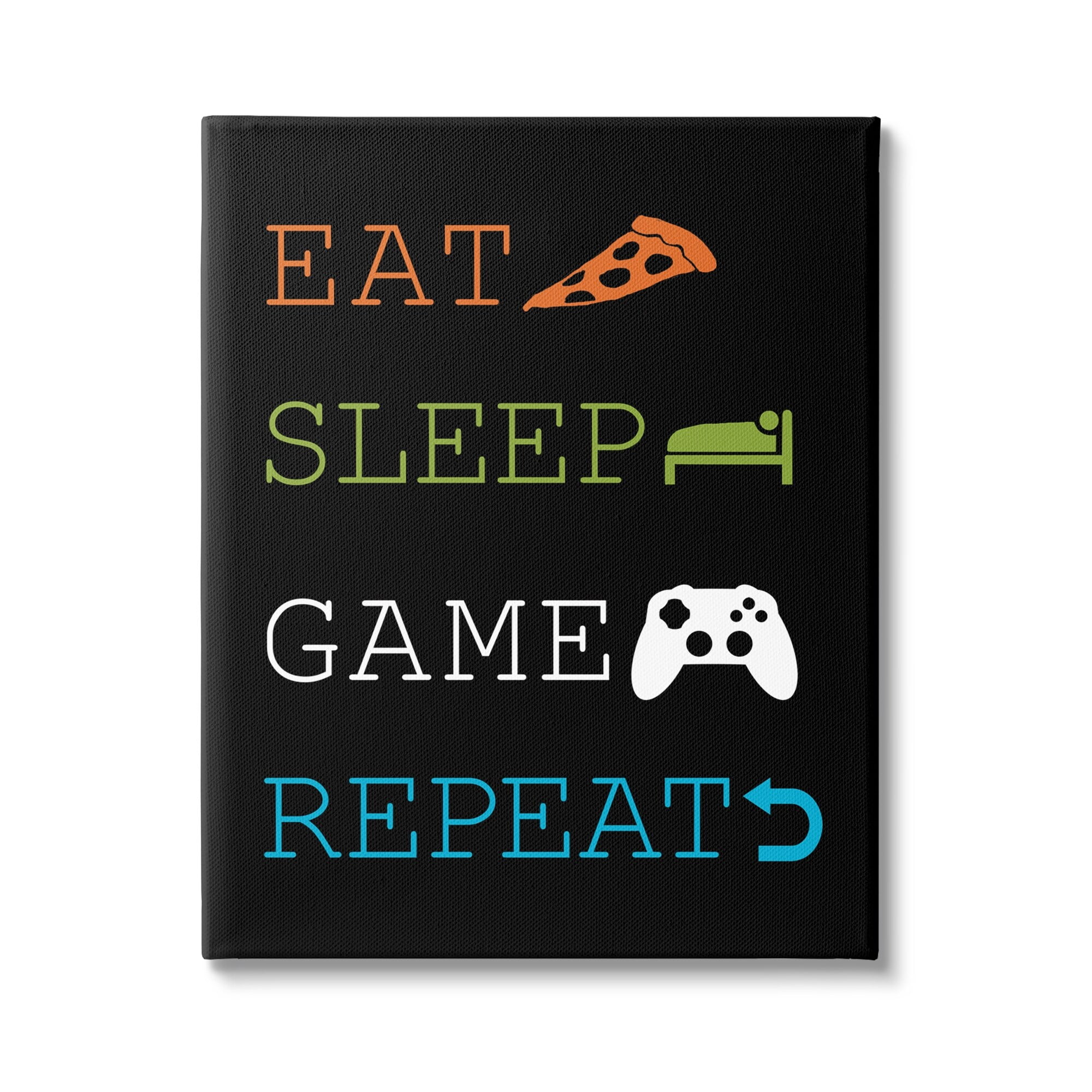 Stupell Industries Eat Sleep Repeat Video Game Iconography Rules,24 x 30, Design by Masey St. Studios