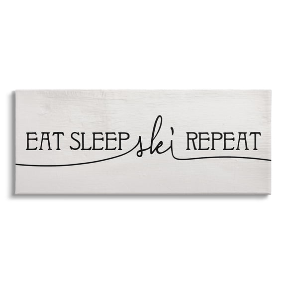 Stupell Industries Eat Sleep Ski Repeat Phrase Rustic Winter Sports, 24 x 10, Design by Daphne Polselli