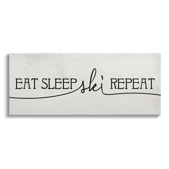 Stupell Industries Eat Sleep Ski Repeat Phrase Rustic Winter Sports, 48 x 20, Design by Daphne Polselli
