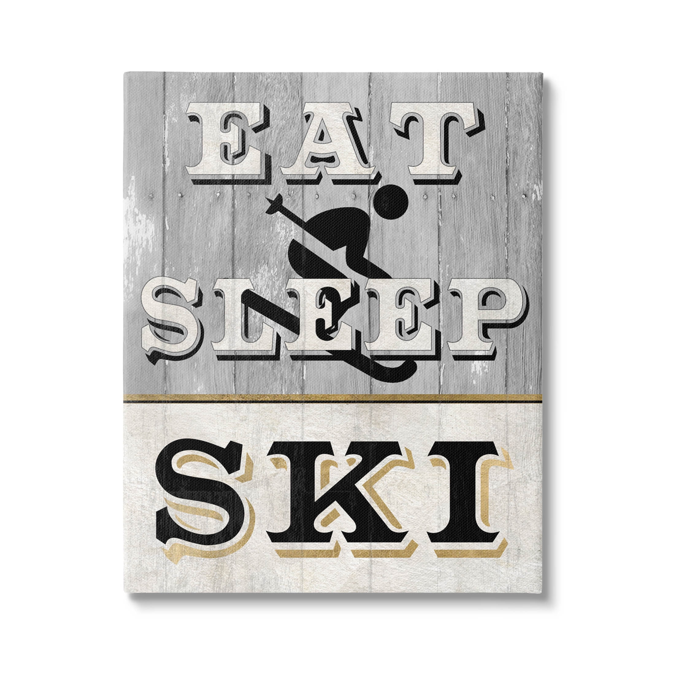 Stupell Industries Eat Sleep Ski Rustic Sign Graphic Art Gallery Wrapped Canvas Print Wall Art, Design by Livi Finn