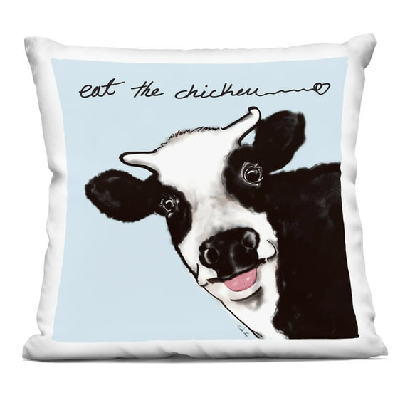 Stupell Industries Eat The Chicken Funny Cow Design by Stella Chang Throw Pillow