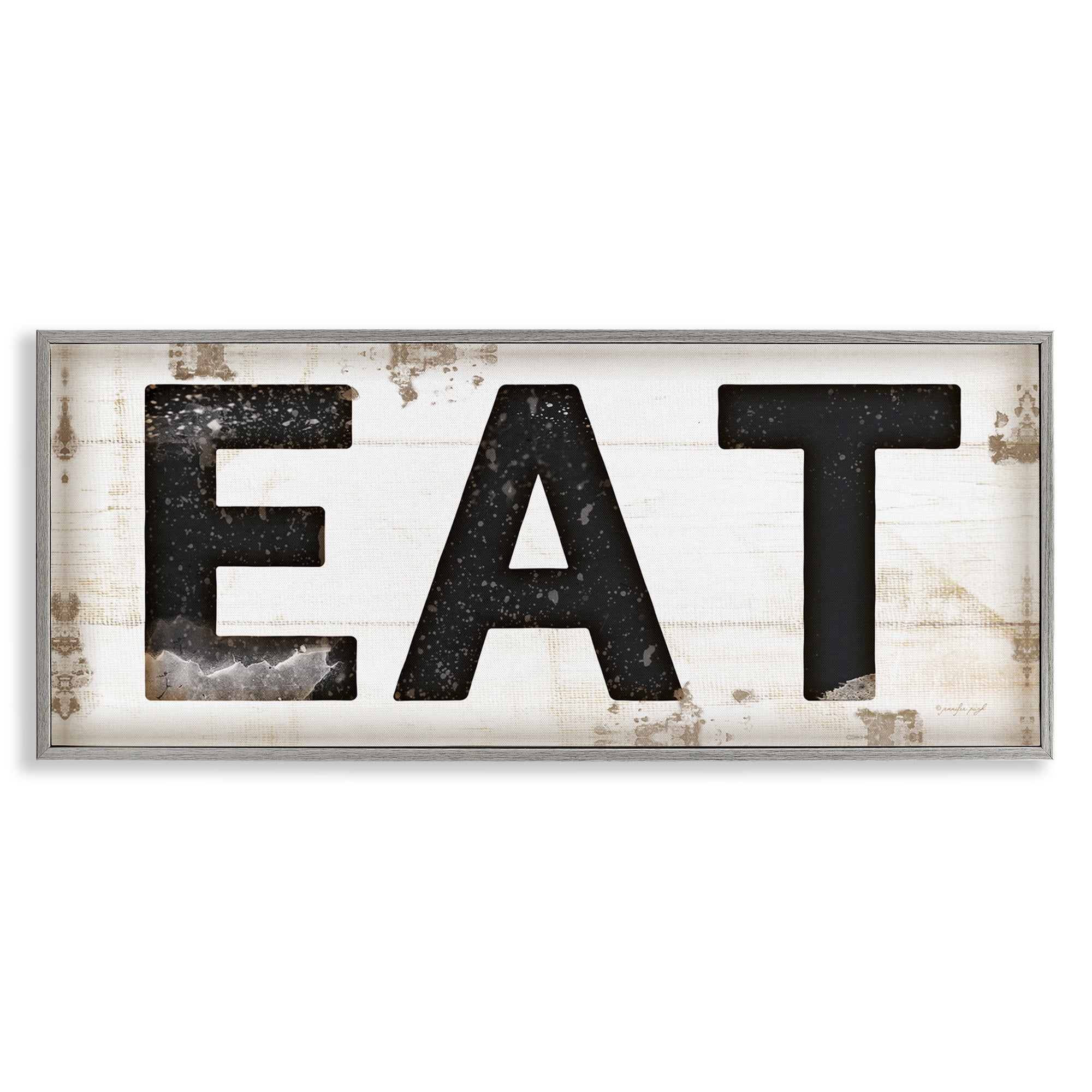 Stupell Industries Eat Typography Vintage Sign Food & Beverage Painting Gray Framed Art Print Wall Art, 24 x 10