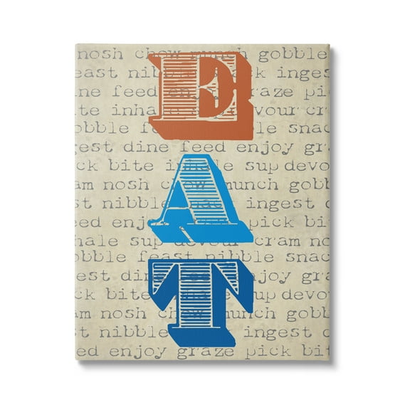 Stupell Industries Eat Vintage Striped Stamp Lettering Kitchen Sign Graphic Art Gallery Wrapped Canvas Print Wall Art, Design by Graffitee Studios