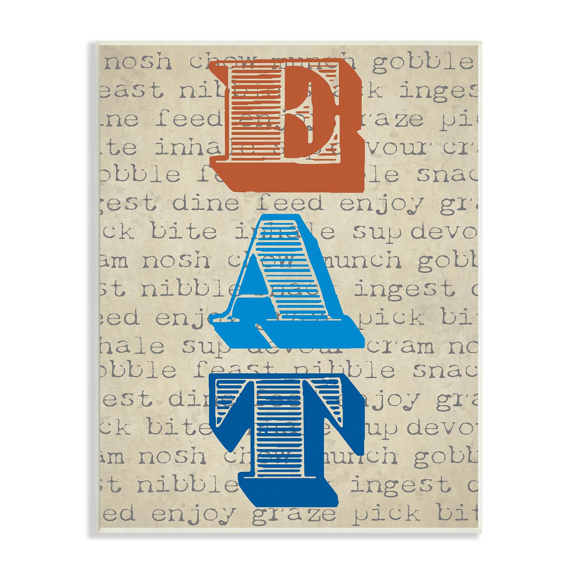 Stupell Industries Eat Vintage Striped Stamp Lettering Kitchen Sign Graphic Art Unframed Art Print Wall Art, Design by Graffitee Studios