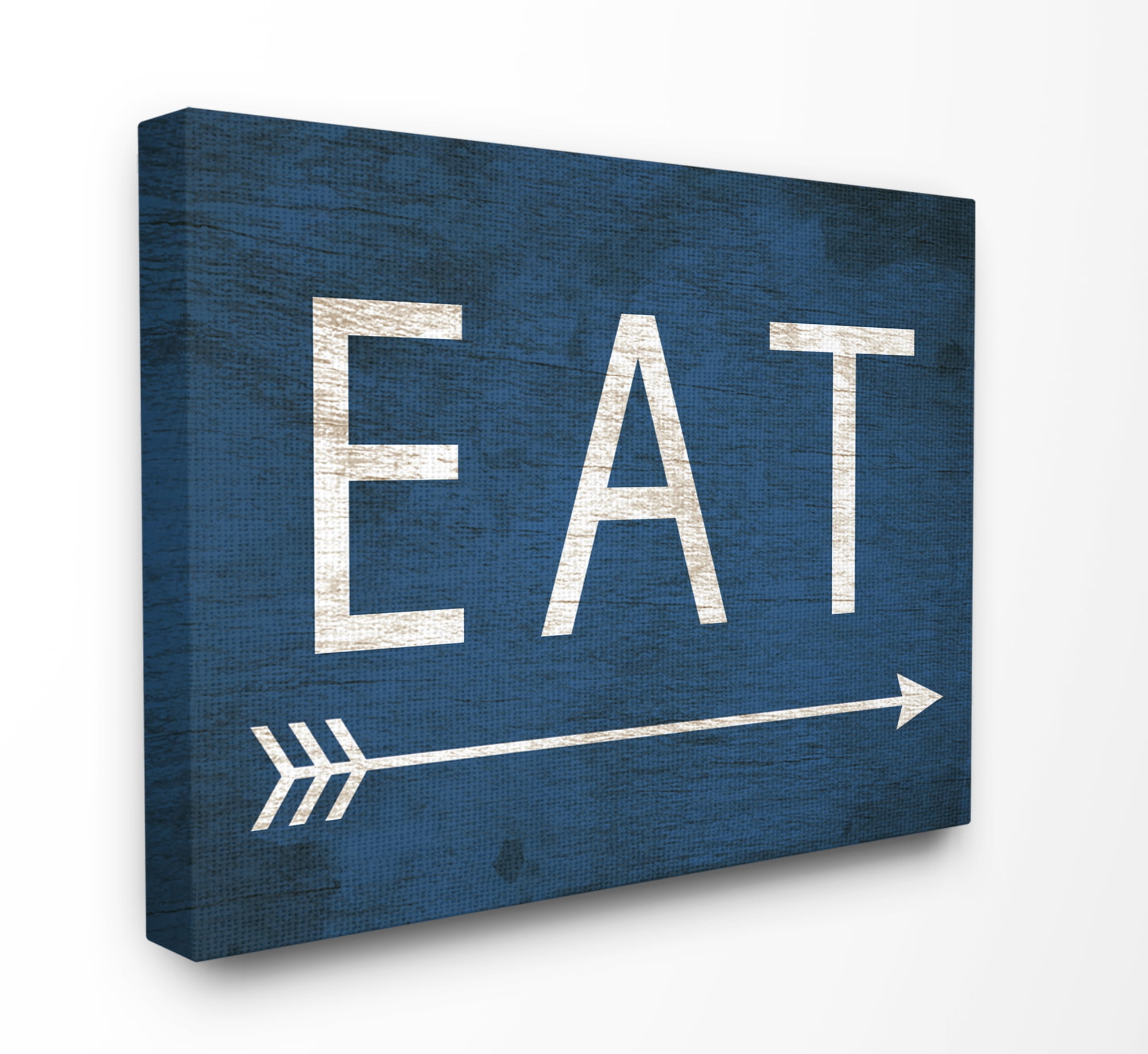 Stupell Industries Eat With Arrow Blue Typography Painting Gallery Wrapped Canvas Art Print Wall Art, 30 x 40
