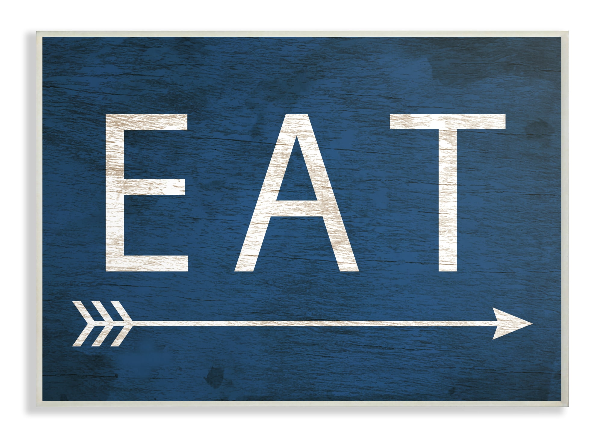 Stupell Industries Eat With Arrow Blue Typography Painting Unframed Art Print Wall Art, 13 x 19