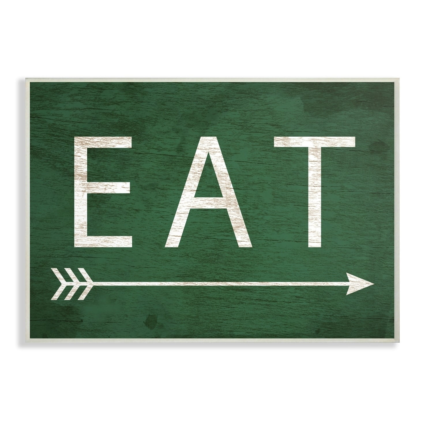 Stupell Industries Eat With Arrow Green Typography Painting Unframed Art Print Wall Art, 10 x 15