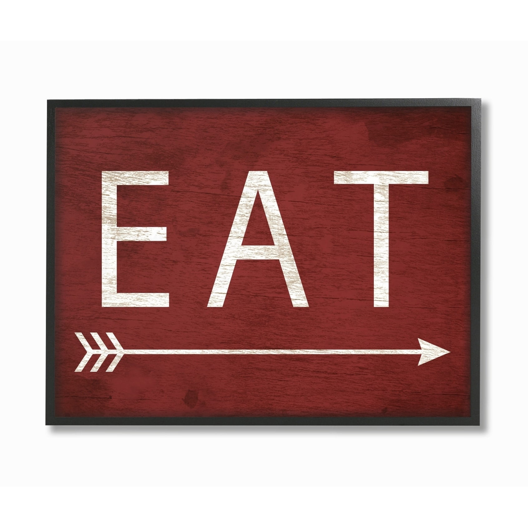 Stupell Industries Eat With Arrow Red Typography Painting Black Framed Art Print Wall Art, 16 x 20