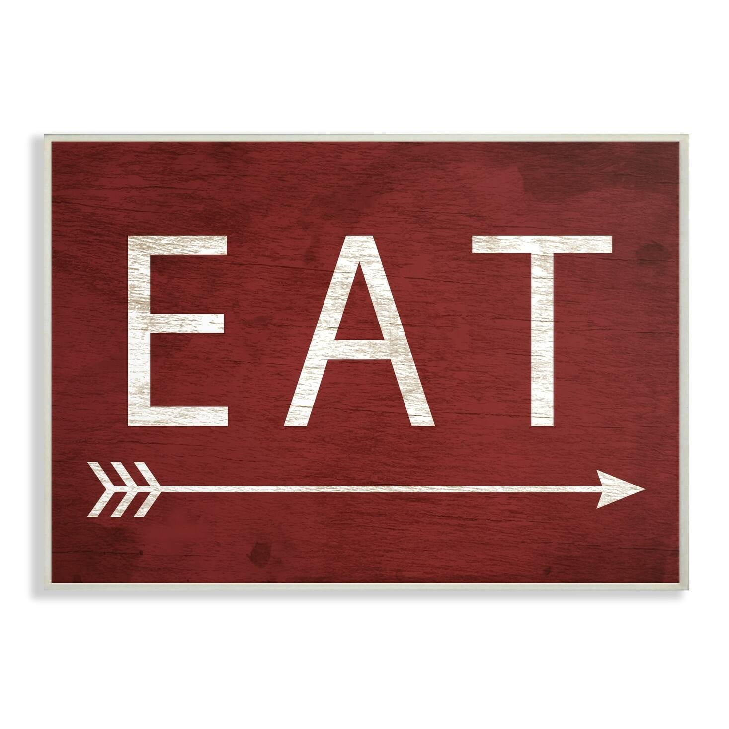 Stupell Industries Eat With Arrow Red Typography Painting Unframed Art Print Wall Art, 10 x 15