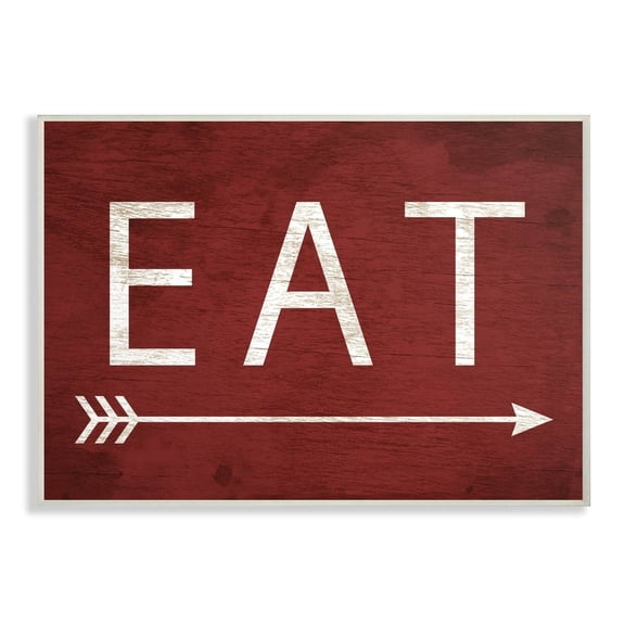 Stupell Industries Eat With Arrow Red Typography Painting Unframed Art Print Wall Art, 10 x 15