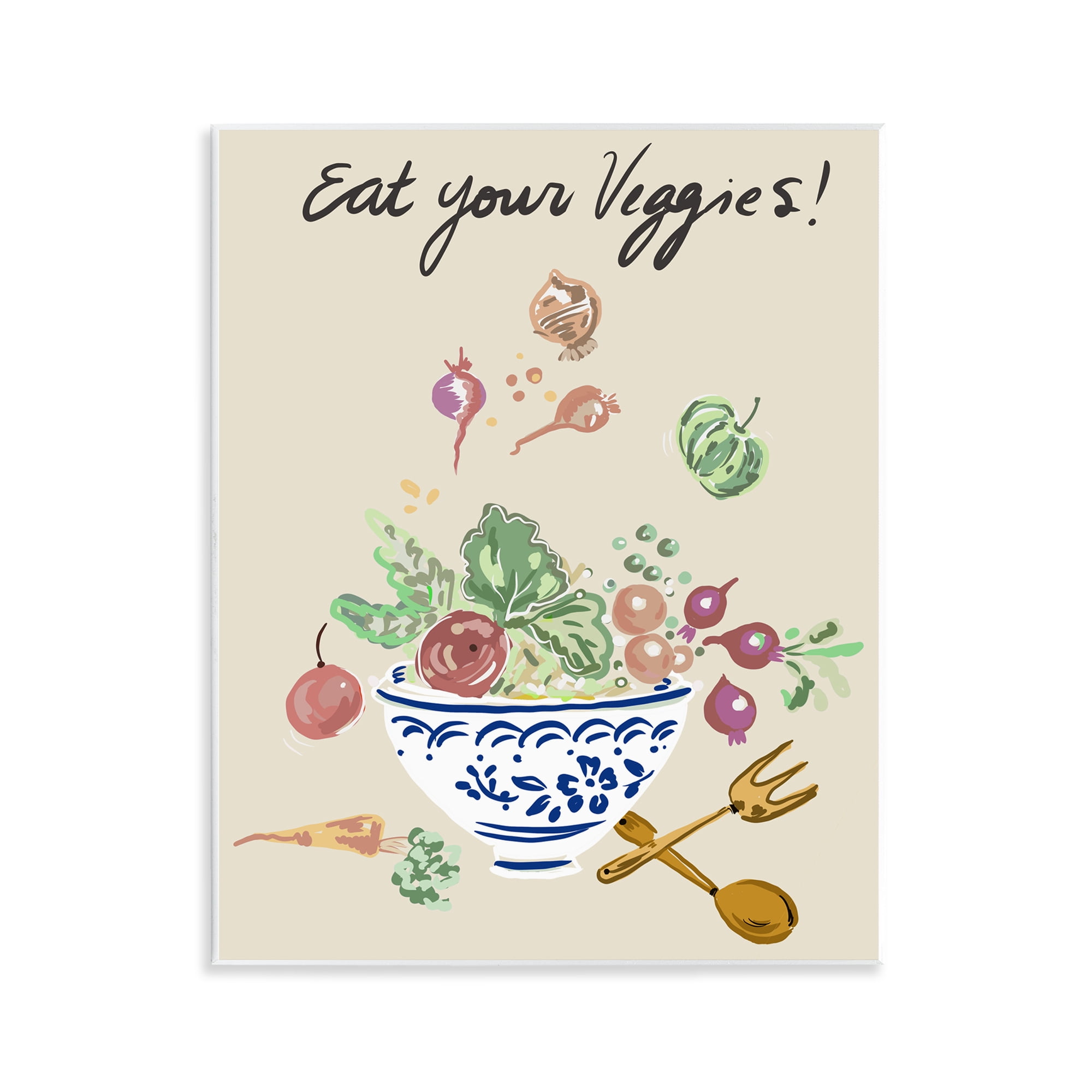 Stupell Industries Eat Your Veggies Bowl Wall Plaque Art, design by Ani Del Sol