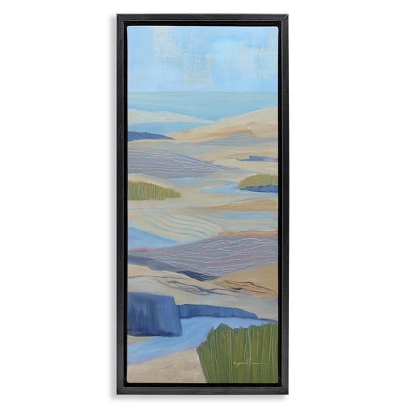 Stupell Industries Modern Ebb & Flow Sand Dunes Black Floating Frame Canvas Art, 14 x 31, by Lynn Ericson Fine Art