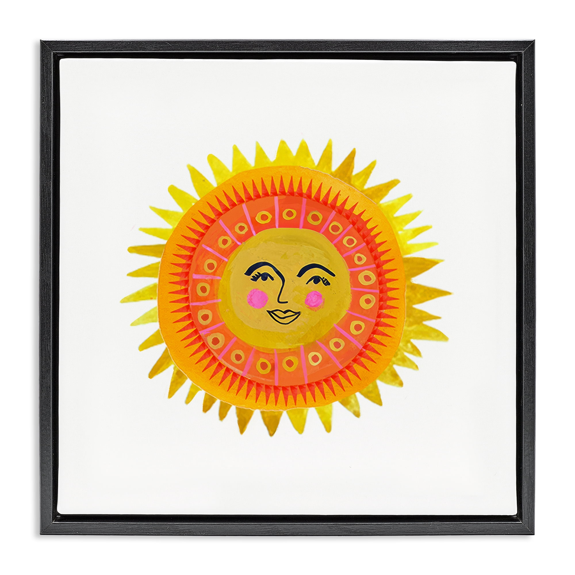 Stupell Industries Eccentric Bohemian Sun Black Framed Floater Canvas Wall Art, design by Katherine Herrell Studio