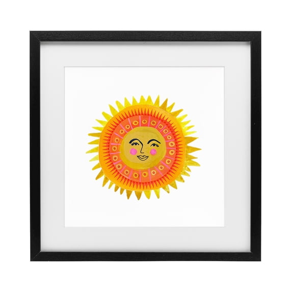Stupell Industries Eclectic Eccentric Bohemian Sun Black Framed Print Under Glass, 13 x 13, by Katherine Herrell Studio