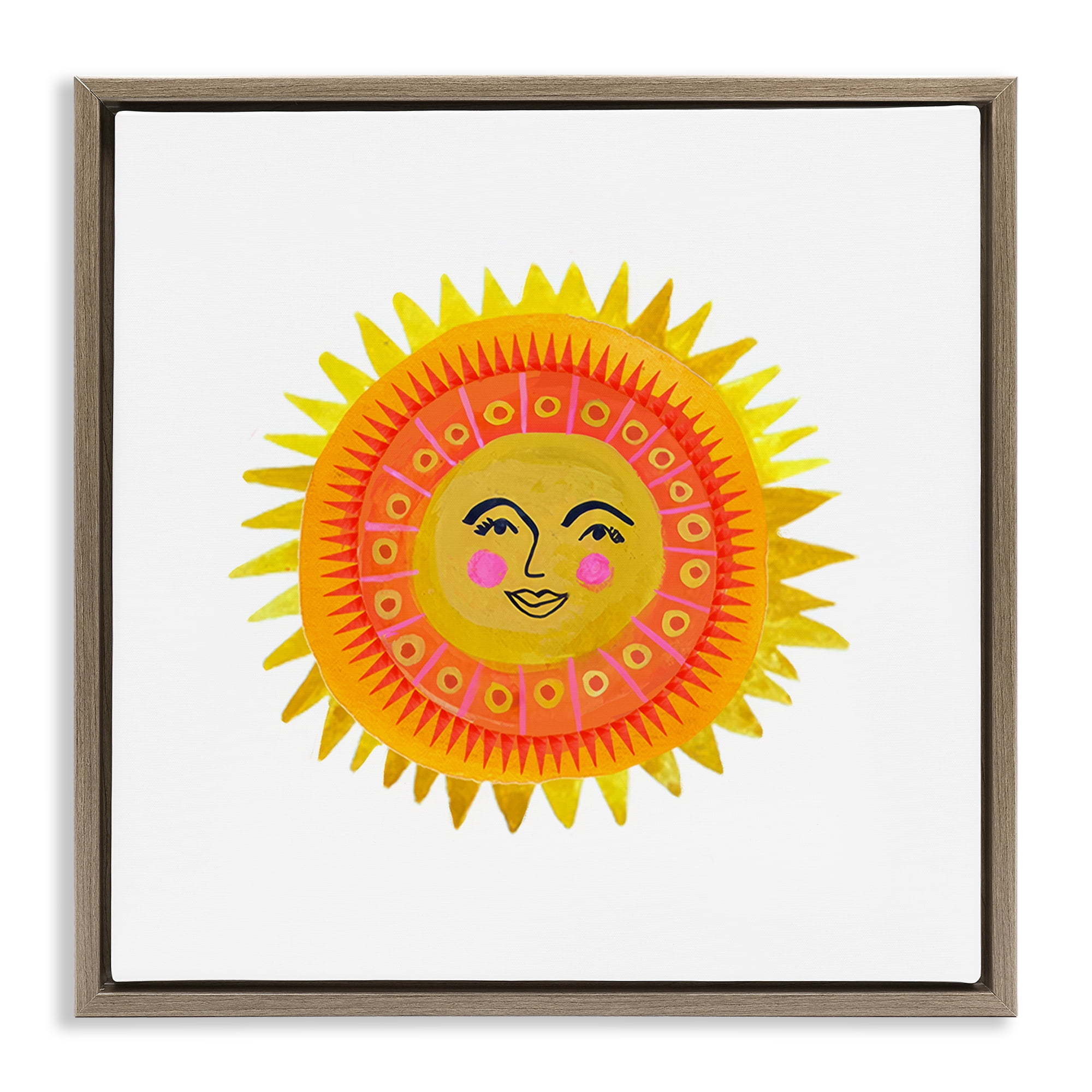 Stupell Industries Eccentric Bohemian Sun Brown Framed Floater Canvas Wall Art, design by Katherine Herrell Studio