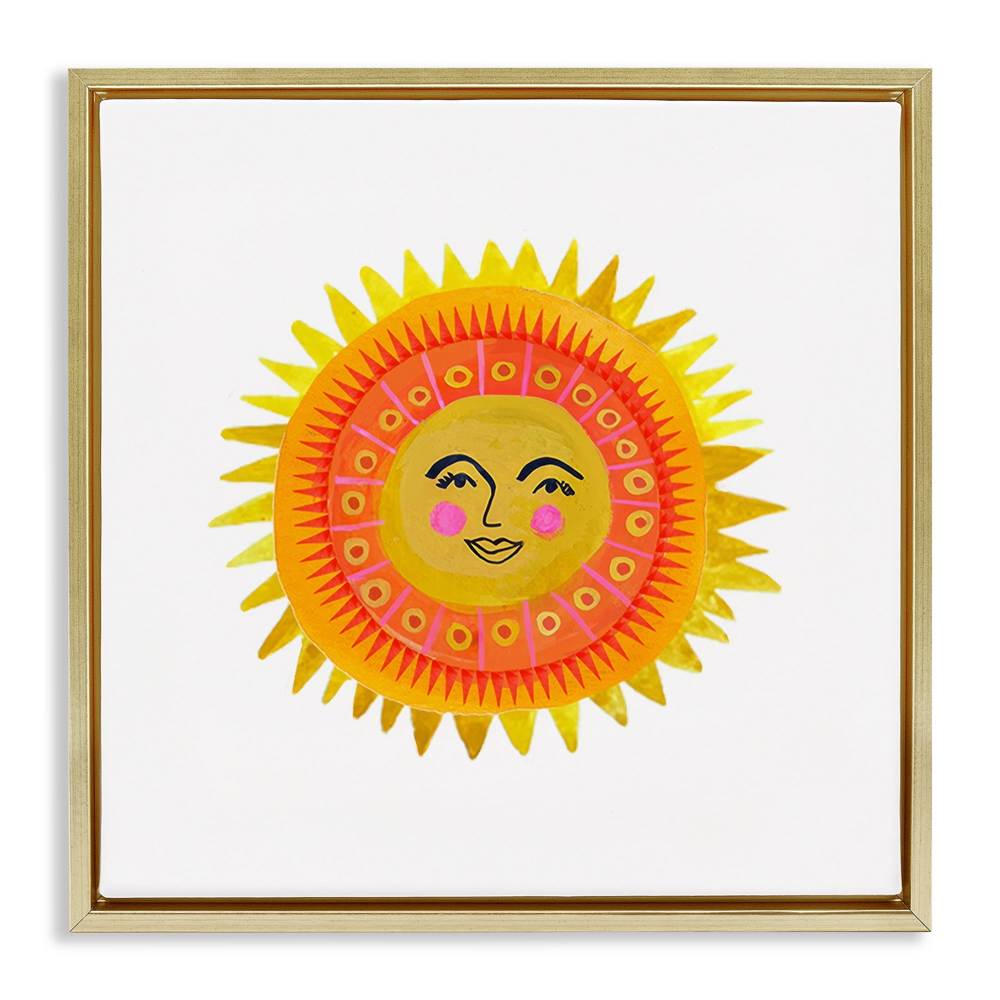 Stupell Industries Eccentric Bohemian Sun Gold Framed Floater Canvas Wall Art, design by Katherine Herrell Studio