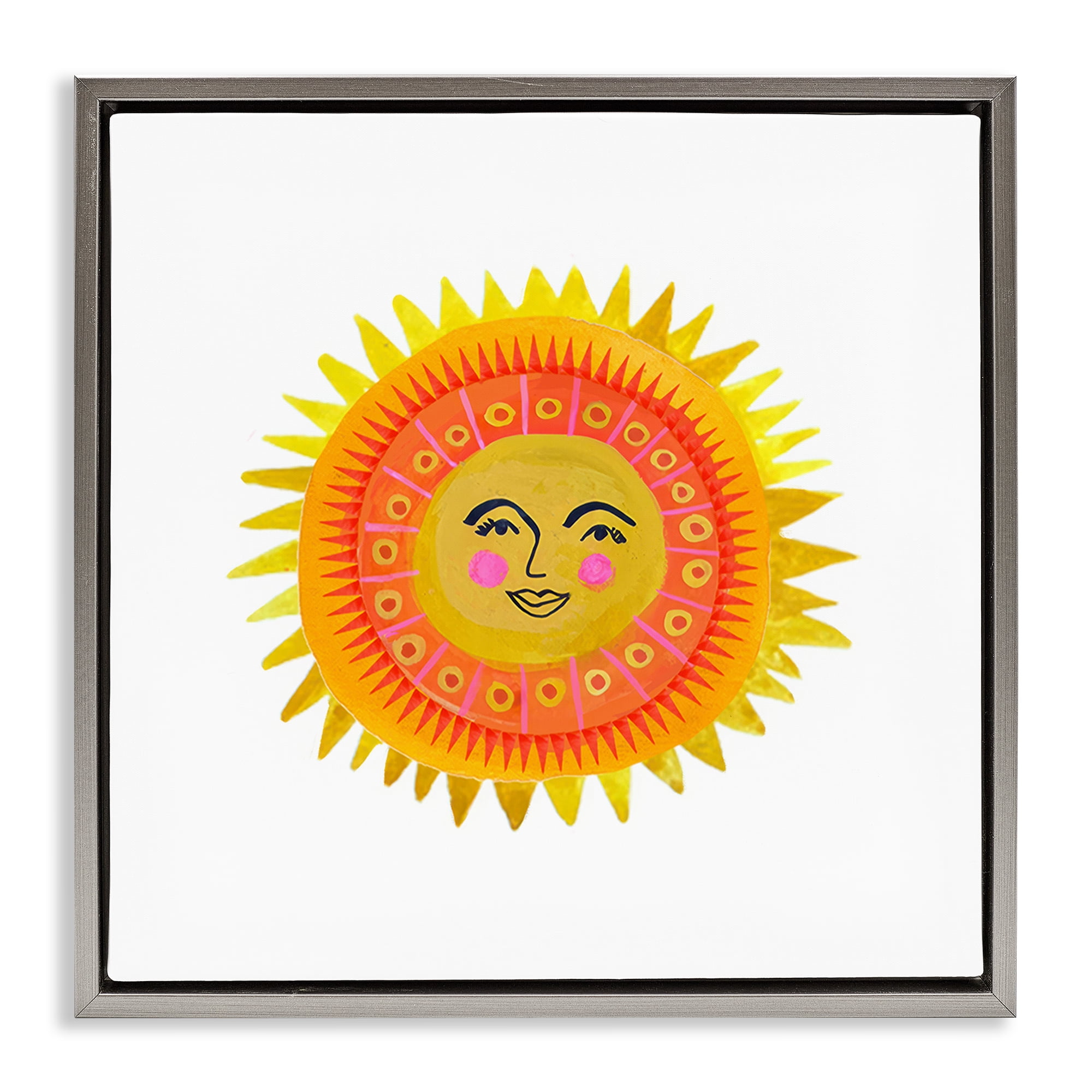 Stupell Industries Eccentric Bohemian Sun Gray Framed Floater Canvas Wall Art, design by Katherine Herrell Studio