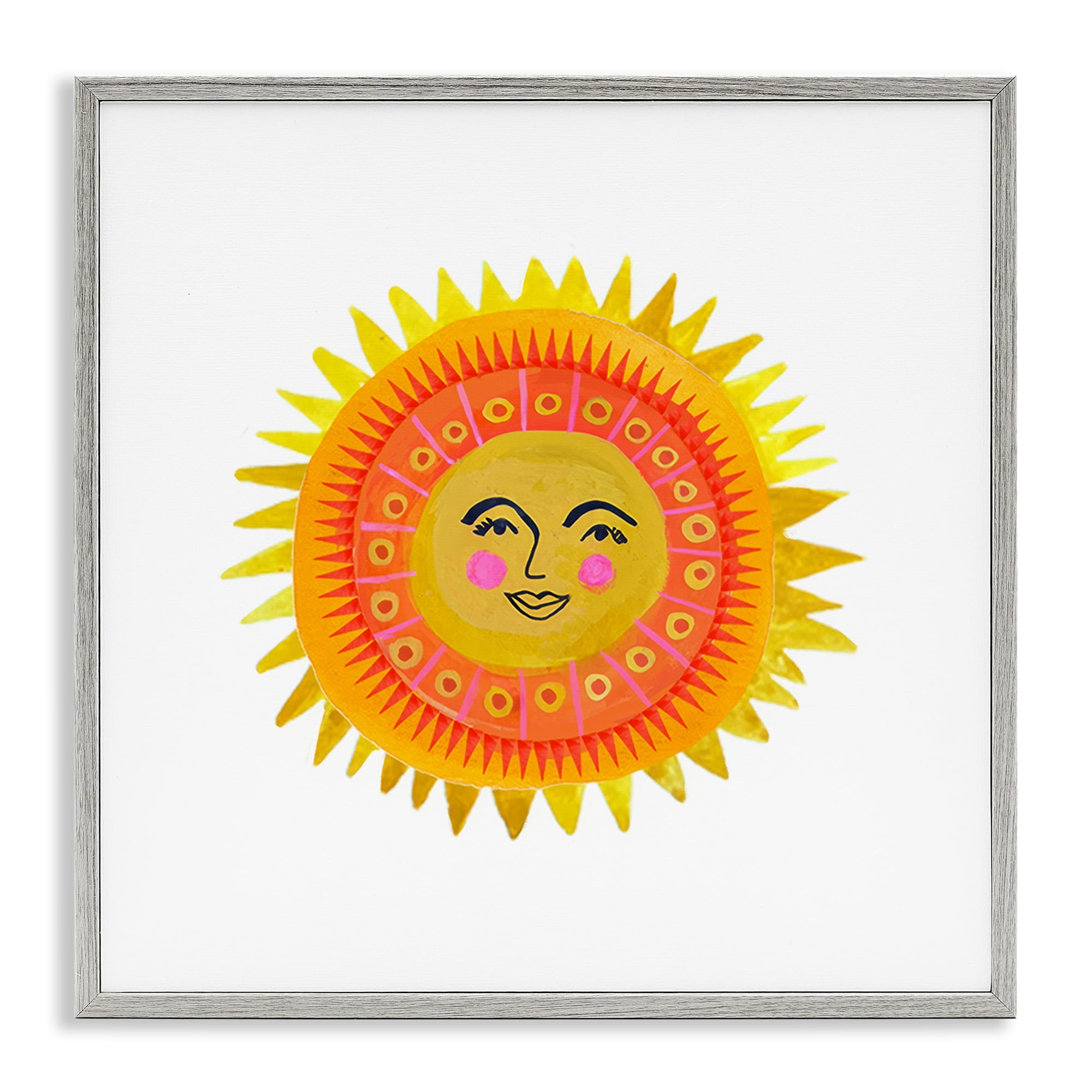 Stupell Industries Eccentric Bohemian Sun Gray Framed Giclee Art, design by Katherine Herrell Studio