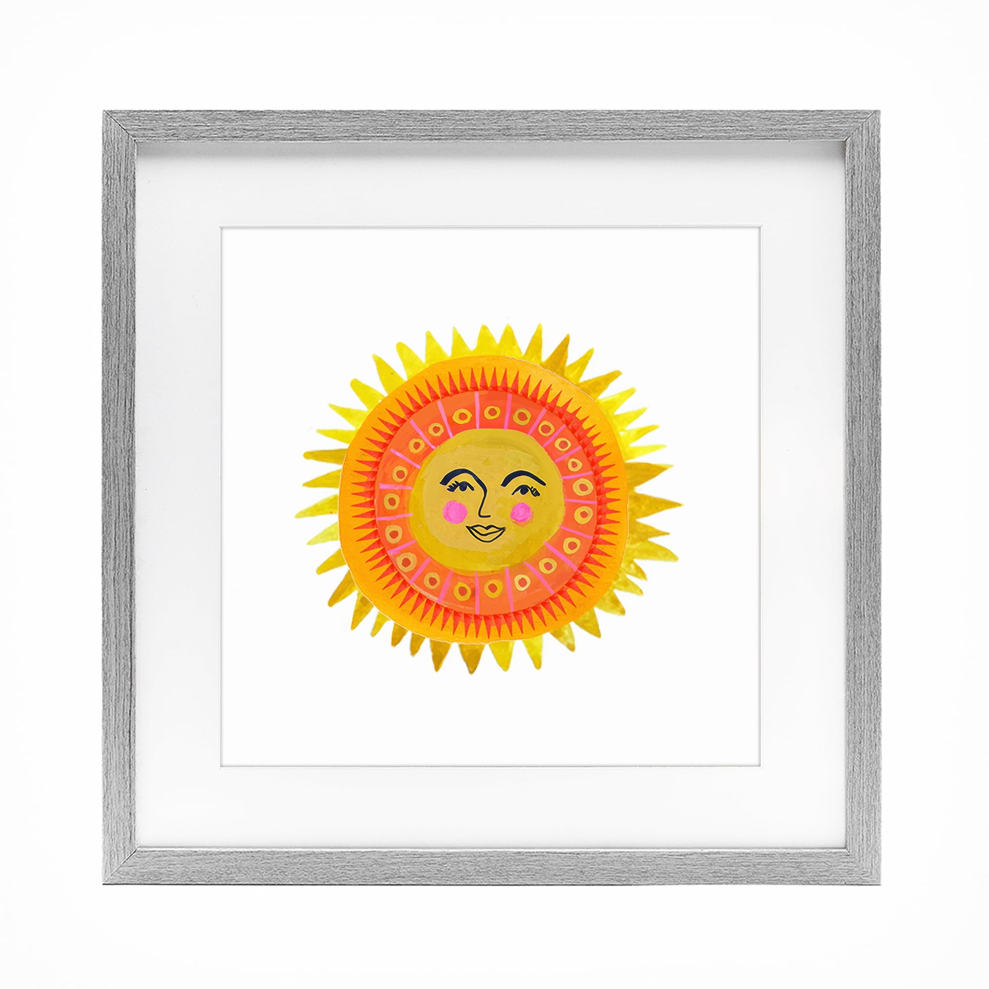 Stupell Industries Eccentric Bohemian Sun Gray Framed Print Under Glass, design by Katherine Herrell Studio